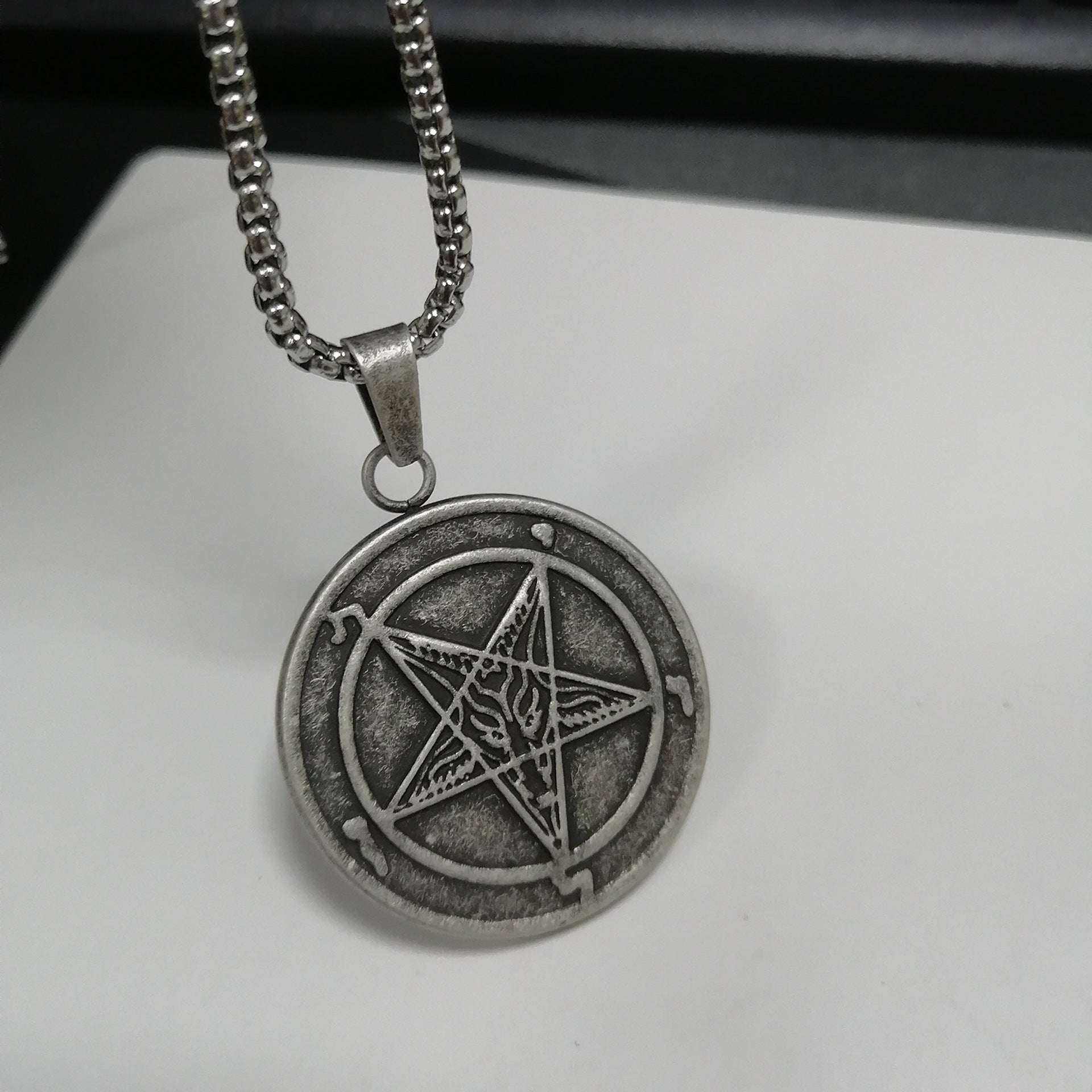 Mystic Duality: Double Sided Baphomet and Sigil of Lucifer Necklace