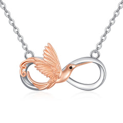 Whispers of Wings: Lucky Hummingbird Infinity Pendant Necklace