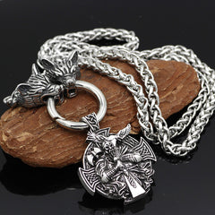 Warrior's Whisper: Stainless Steel Viking Wolf Chain Necklace
