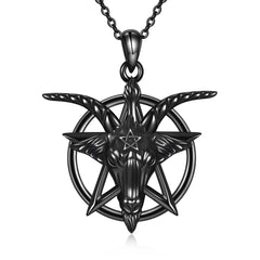 Occult Charm: Baphomet with Inverted Pentagram Necklace