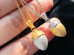 Lucky Gleam: Silver Acorn Pendant Necklace