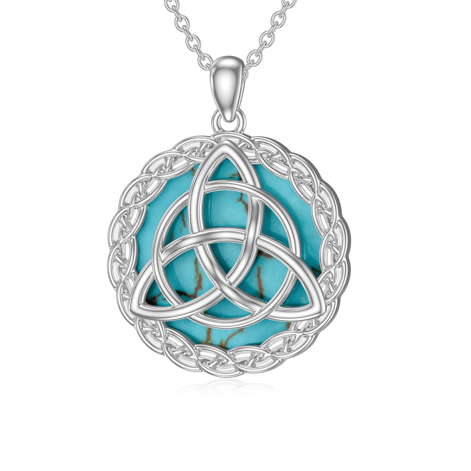 Celtic Charm: Turquoise Trinity Knot Triquetra Pendant Necklace