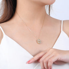 Luck & Love: Sterling Silver Four-leaf Clover on Clavicle Chain