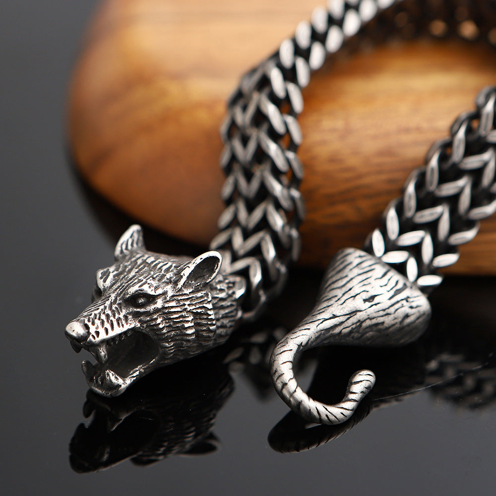fenrir wolf head bracelet