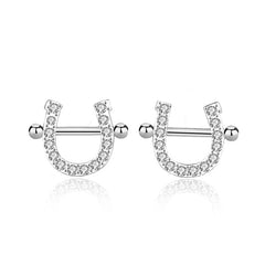 Luck & Luster: Sterling Silver Mini Zircon Horseshoe Stud Earrings