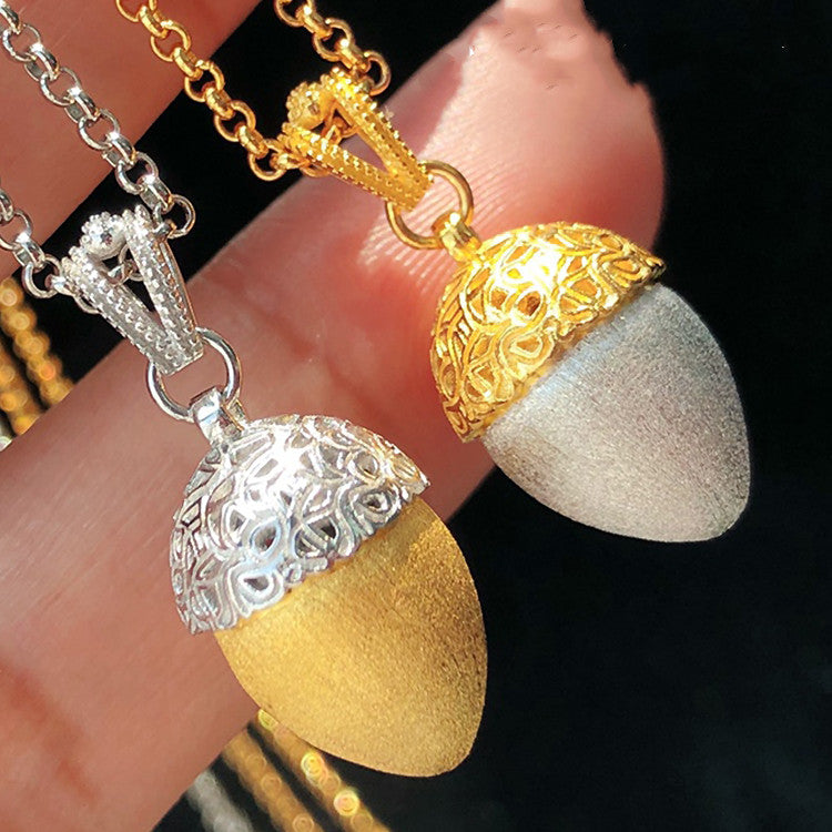 silver gold acorn pendant necklace one