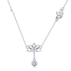 silver lotus pendant necklace one