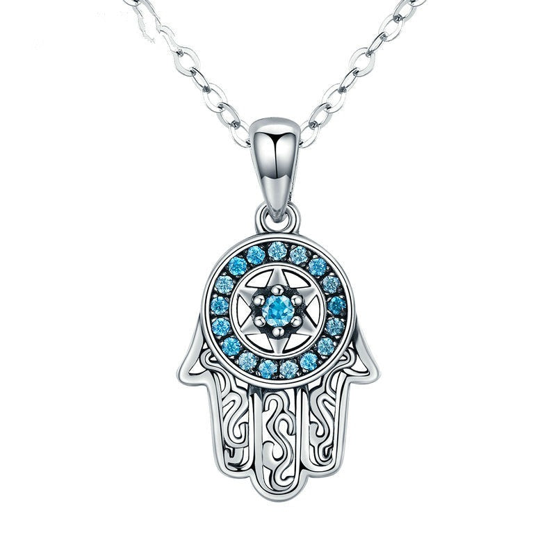 sterling silver hamsa hand pendant necklace one