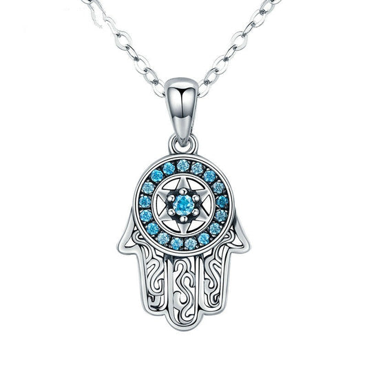 sterling silver hamsa hand pendant necklace one