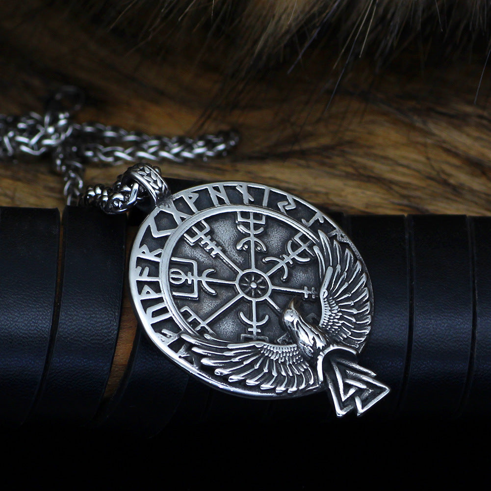 vegvesir raven compass necklace two